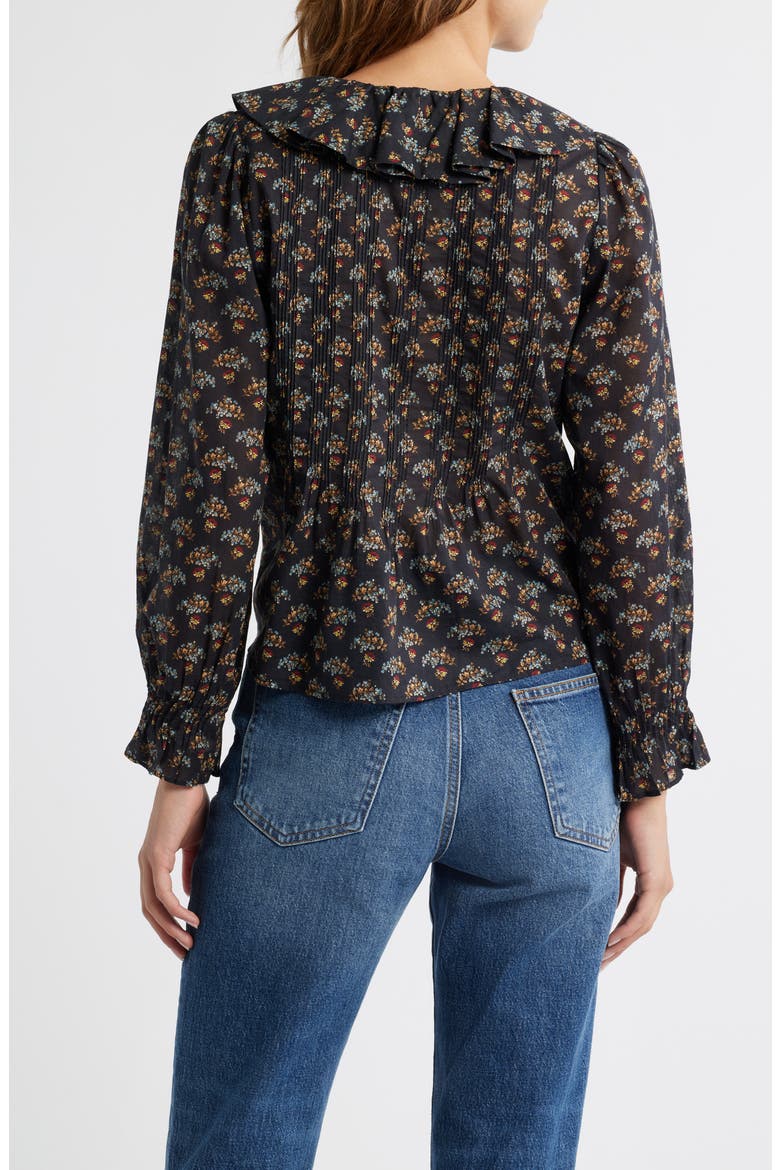Hardy Ruffle Pintuck Organic Cotton Top, Alternate, color, DELPHINIUM FLORAL