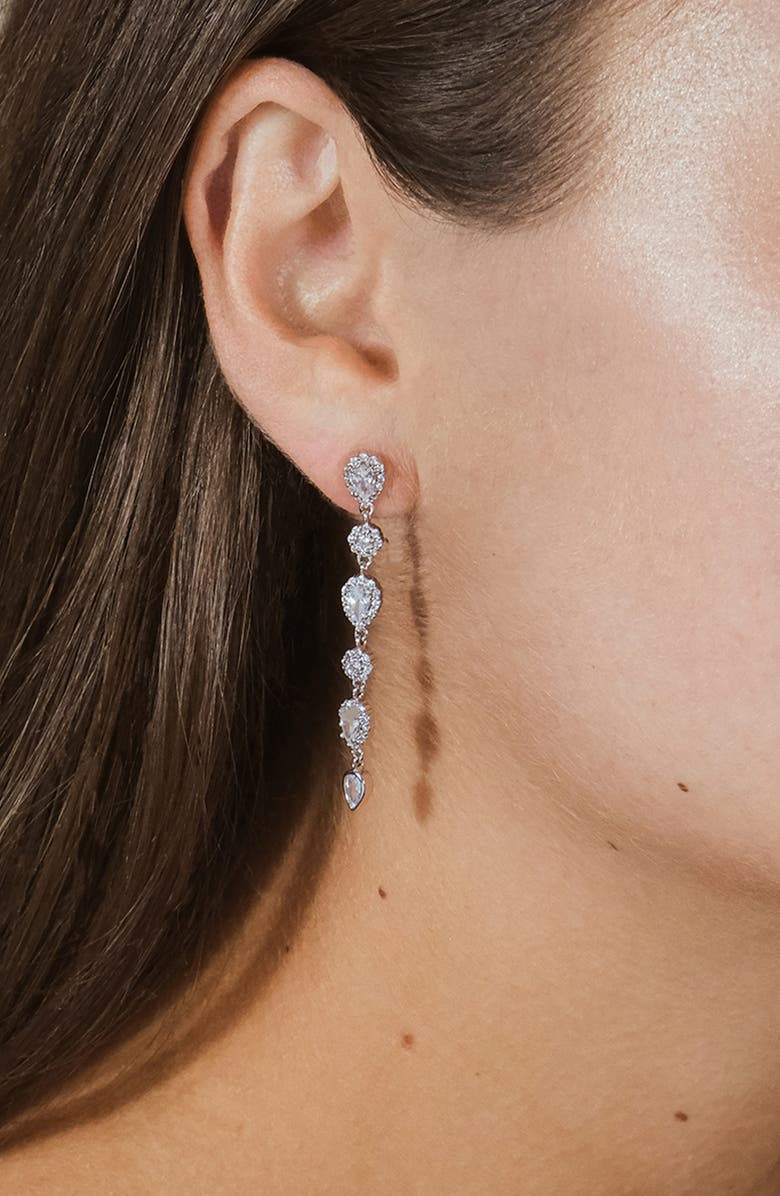 Sterling Forever Elowen CZ Link Drop Earrings, Alternate, color,