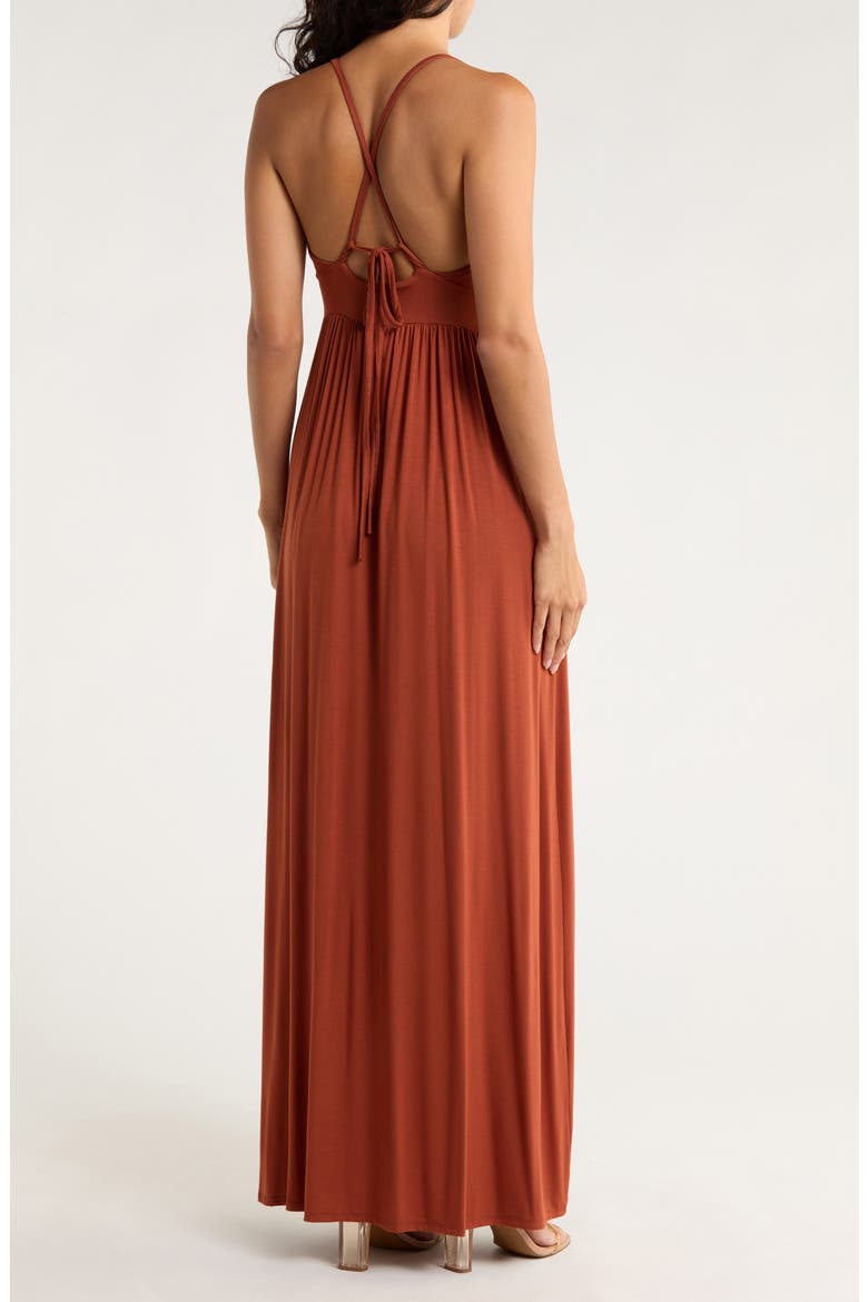 Halter Maxi Dress, Alternate, color, BRAN PONTE