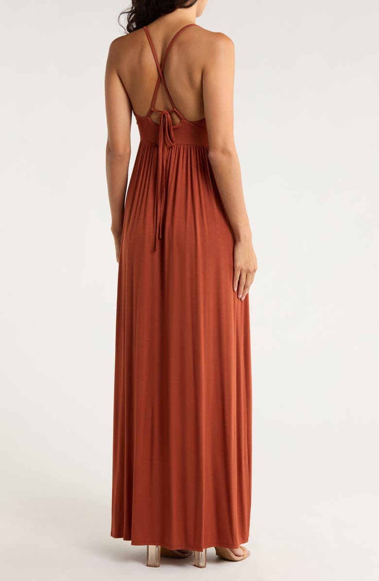 GO COUTURE Halter Maxi Dress, Alternate, color, Bran Ponte