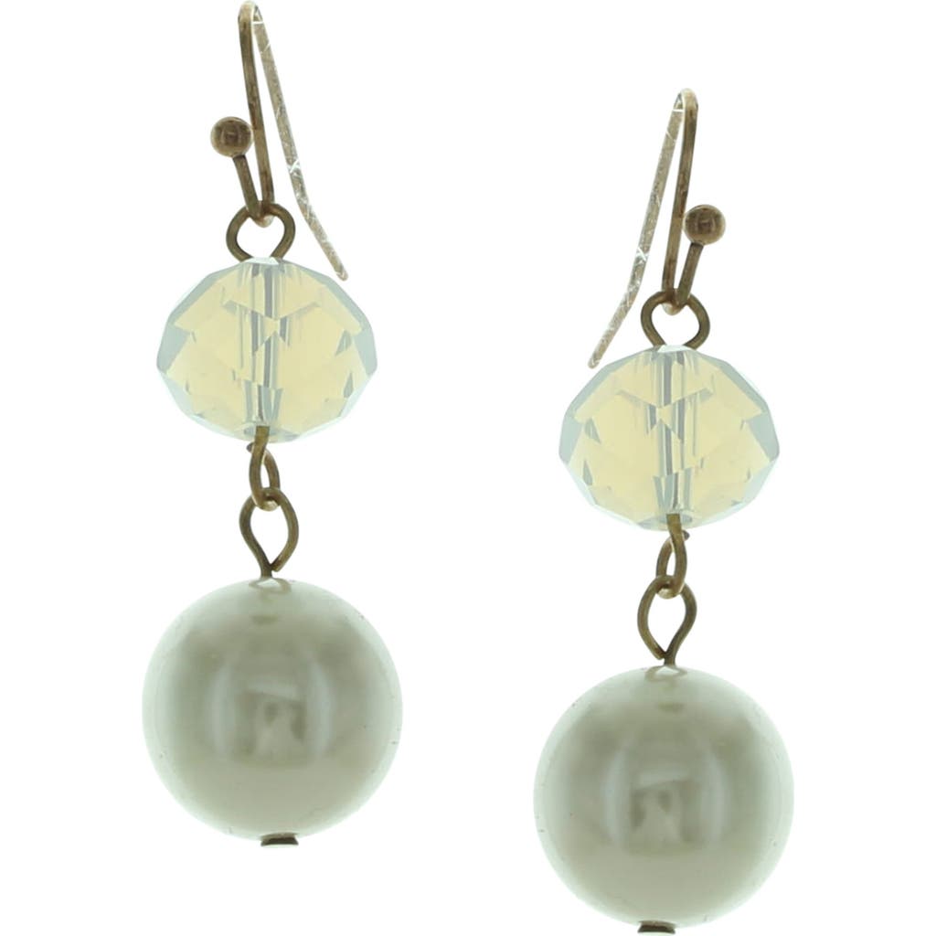 Olivia Welles Arlon Beaded Faux Pearl Drop Earrings In Gold/cream