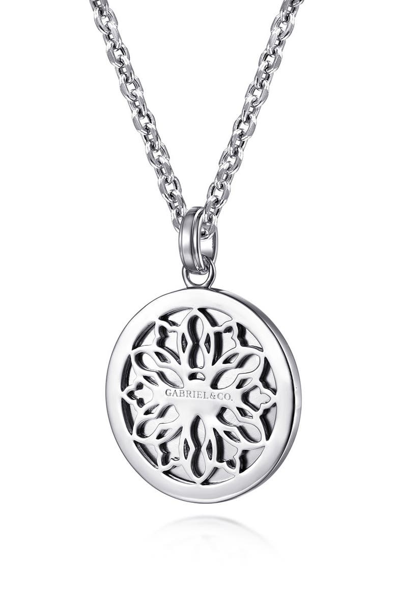 Men's Polaris Sterling Silver Black Spinel Compass Necklace, Alternate, color, STERLING SILVER
