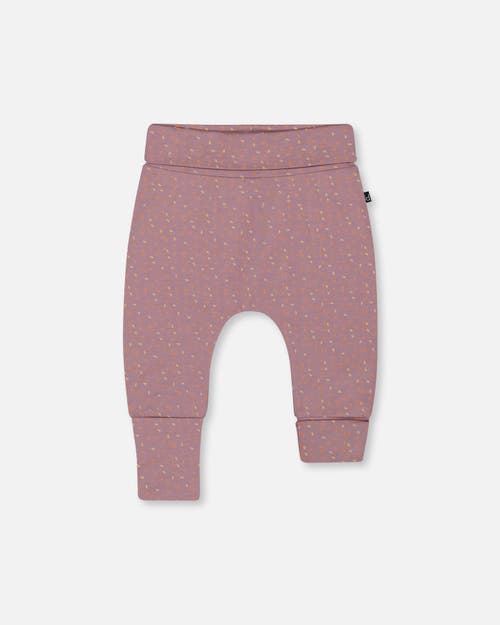 Deux Par Deux Baby Girl's Organic Cotton Evolutive Pant Printed Pear Seeds In Purple With Pear Seeds