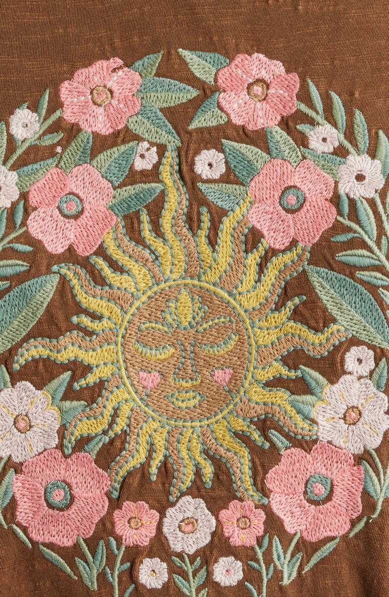 Lucky Brand Embroidered Floral Sun Cotton Graphic T-Shirt, Alternate, color, Emperador