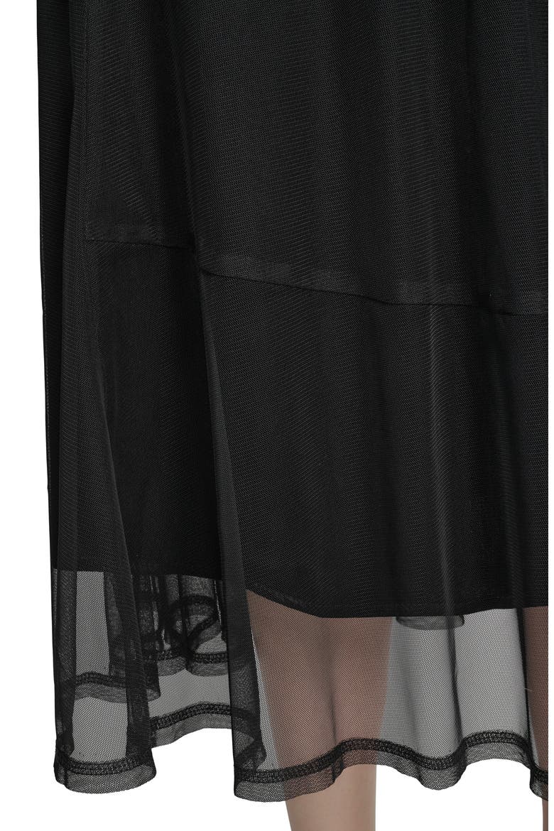 Layered Mesh Midi Skirt, Alternate, color, BLACK