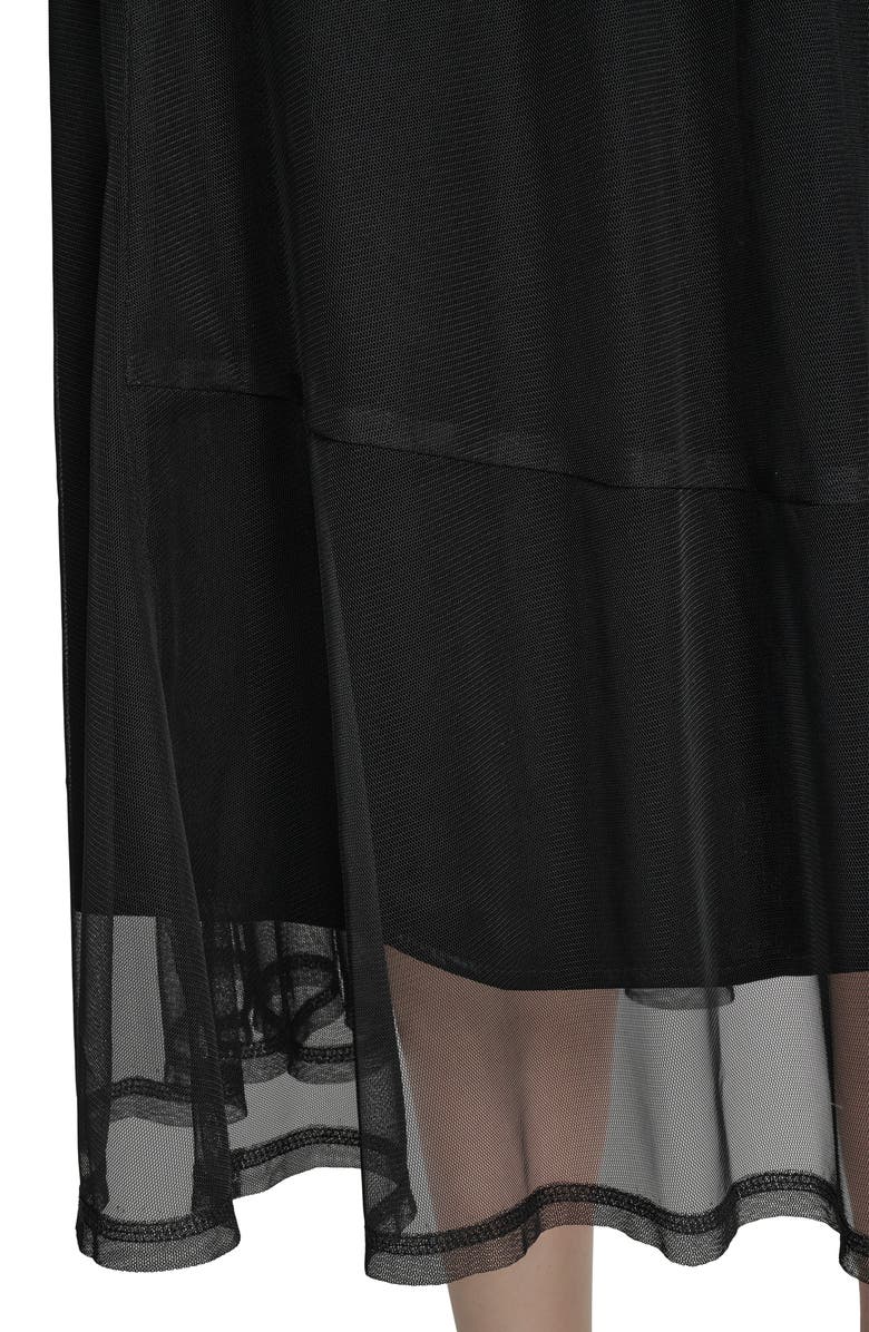 DKNY Layered Mesh Midi Skirt, Alternate, color, Black