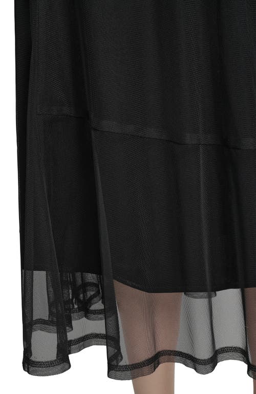 Dkny Leopard Print Shirt Mesh Midi Skirt In Black
