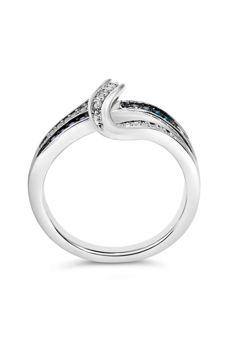 Sterling Silver 1/10 Cttw Blue and White Diamond Crossover Ring, Alternate, color, Silver