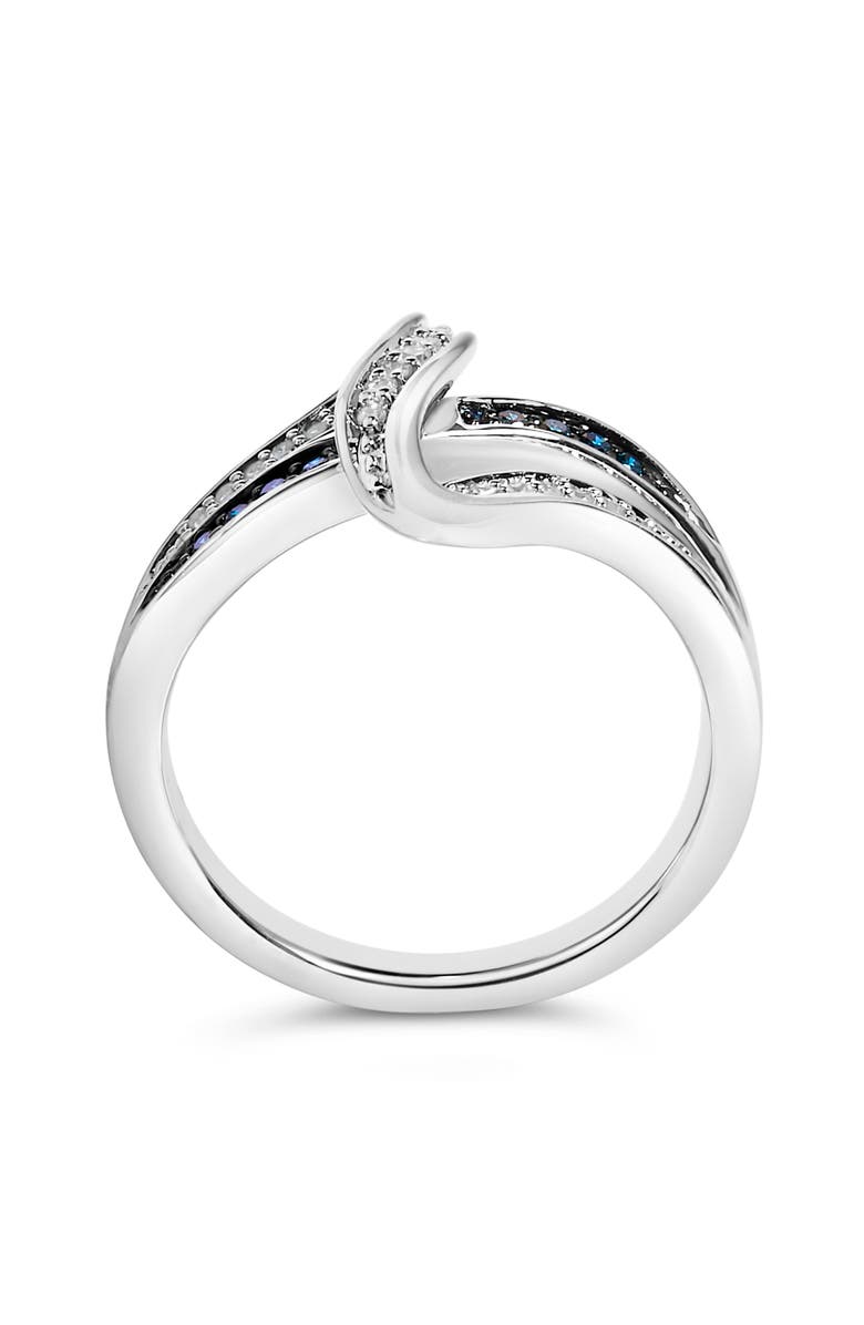 Haus of Brilliance Sterling Silver 1/10 Cttw Blue and White Diamond Crossover Ring, Alternate, color, Silver
