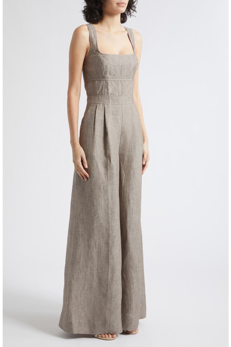 Flora Square Neck Wide Leg Linen Jumpsuit, Alternate, color, NEUTRAL