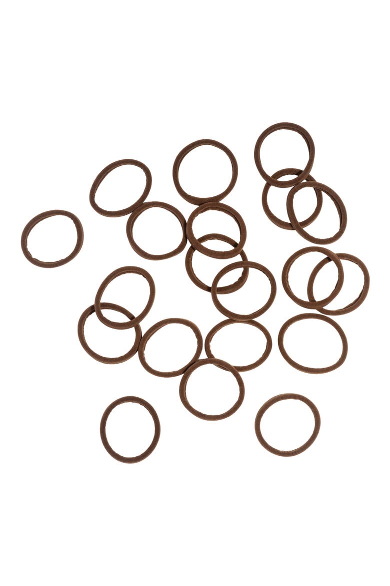 20-Piece Seamless Recycled Nylon Hair Tie, Alternate, color, CHOCOLATE