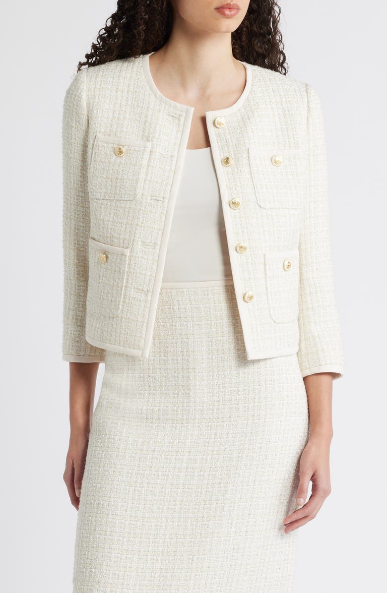 Anne Klein Button Tweed Jacket, Main, color, 