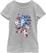 Sonic the Hedgehog Girl's Sonic the Hedgehog Stars and Stripes Pose  Graphic T-Shirt