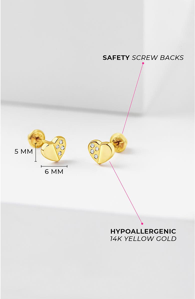 In Season Jewelry 14k Sweet Heart Encrusted Earrings, Alternate, color, Gold