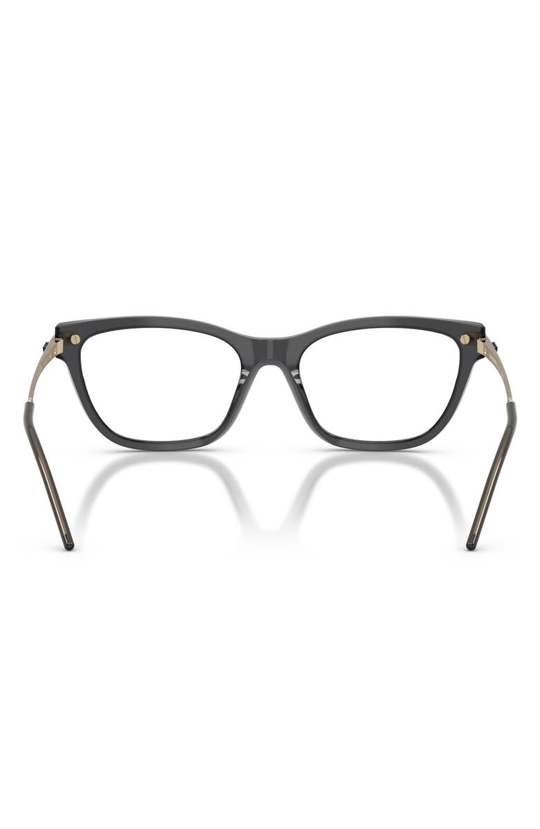Emporio Armani 54mm Cat Eye Optical Glasses, Alternate, color, Shiny Opal Black / Demo Lens
