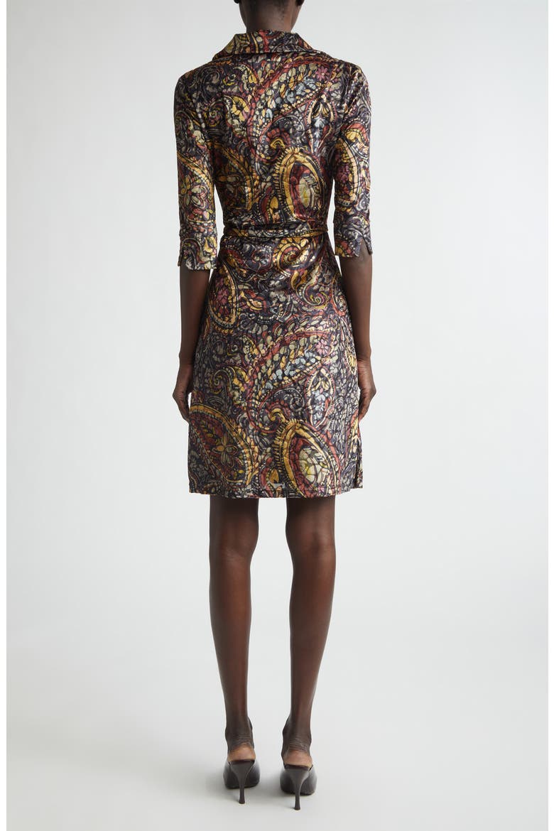 Print Paisley Jacquard Shirtdress, Alternate, color, PRINT ON BLACK BASE