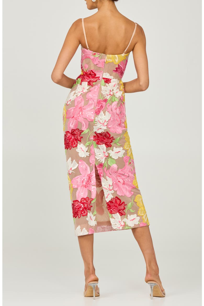 Gemma Floral Appliqué Sequin Midi Dress, Alternate, color, PINK MULTI FLORAL