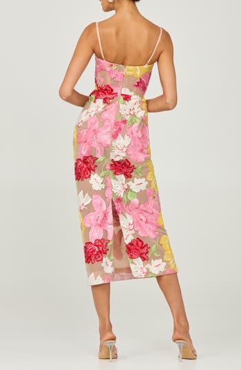 Gemma Floral Appliqué Sequin Midi Dress
