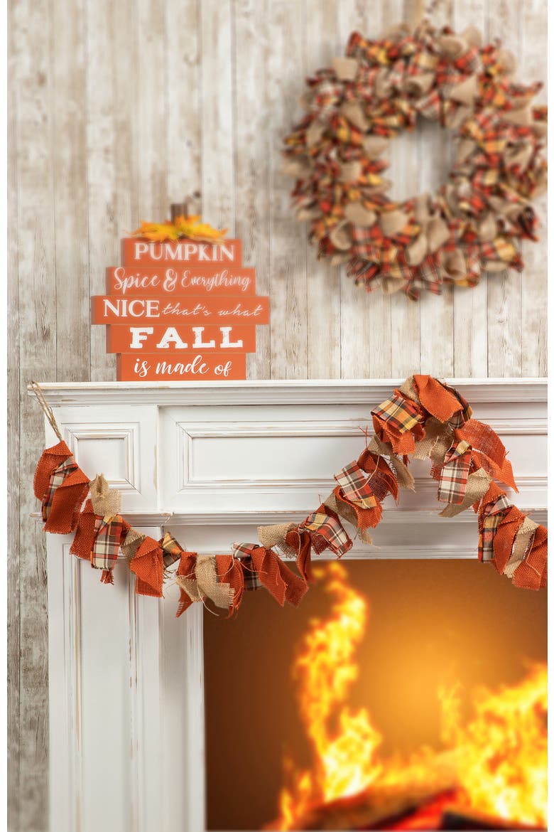 6ft Fall Fabric Plaid Garland, Alternate, color, Orange