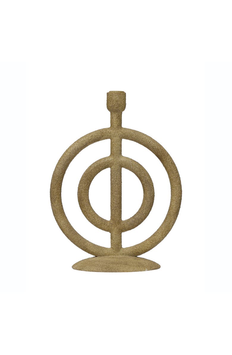 Storied Home Resin Ringed Taper Holder, Beige, Distressed Sand Finish, Main, color, Cream