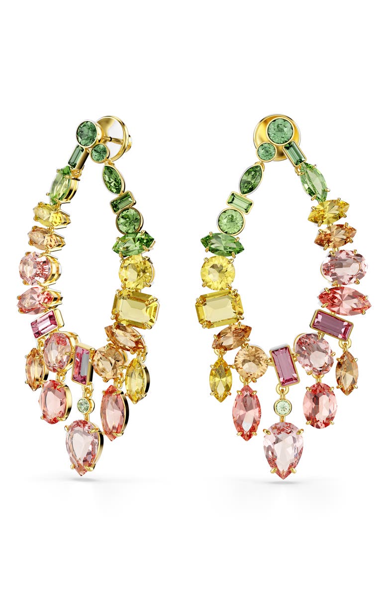 Swarovski Gema Crystal Hoop Earrings, Alternate, color, Gold/ Multi