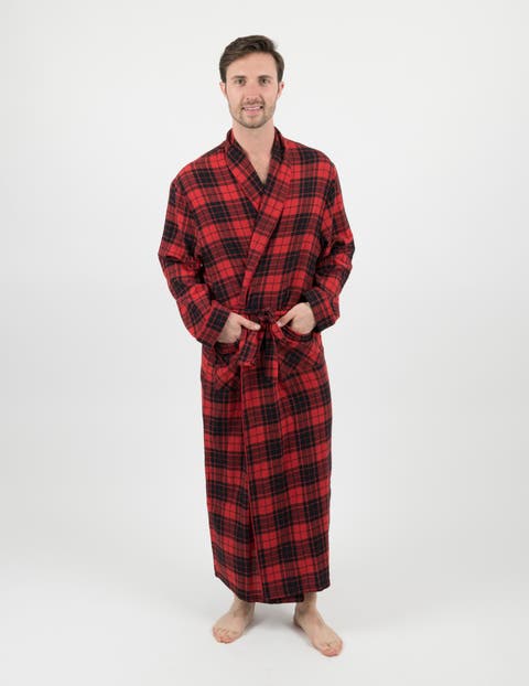 Men's Flannel Robe, 100% Cotton