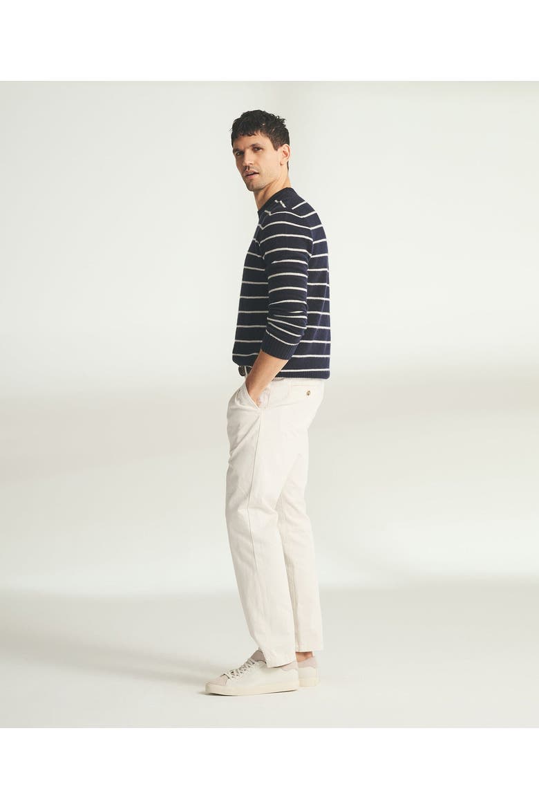 Lightweight Cashmere Striped Crewneck, Alternate, color, Navy Combo