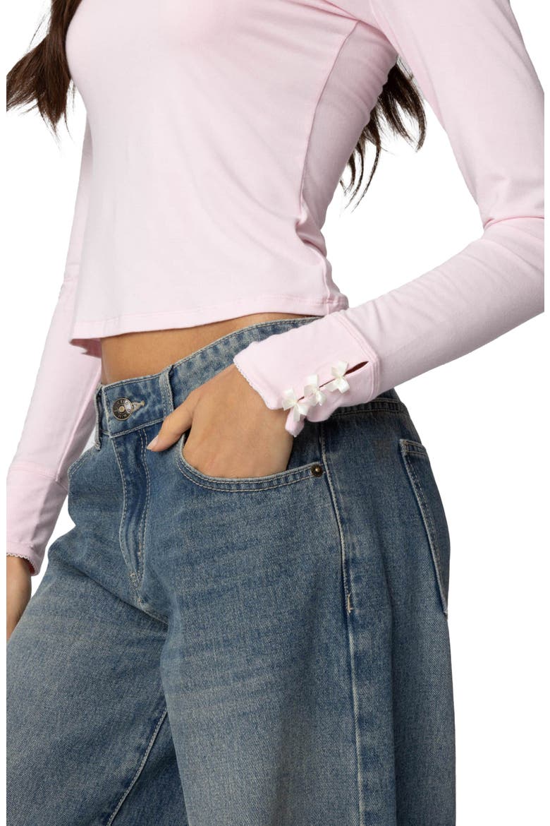 Lolo Bow Long Sleeve Top, Alternate, color, PINK