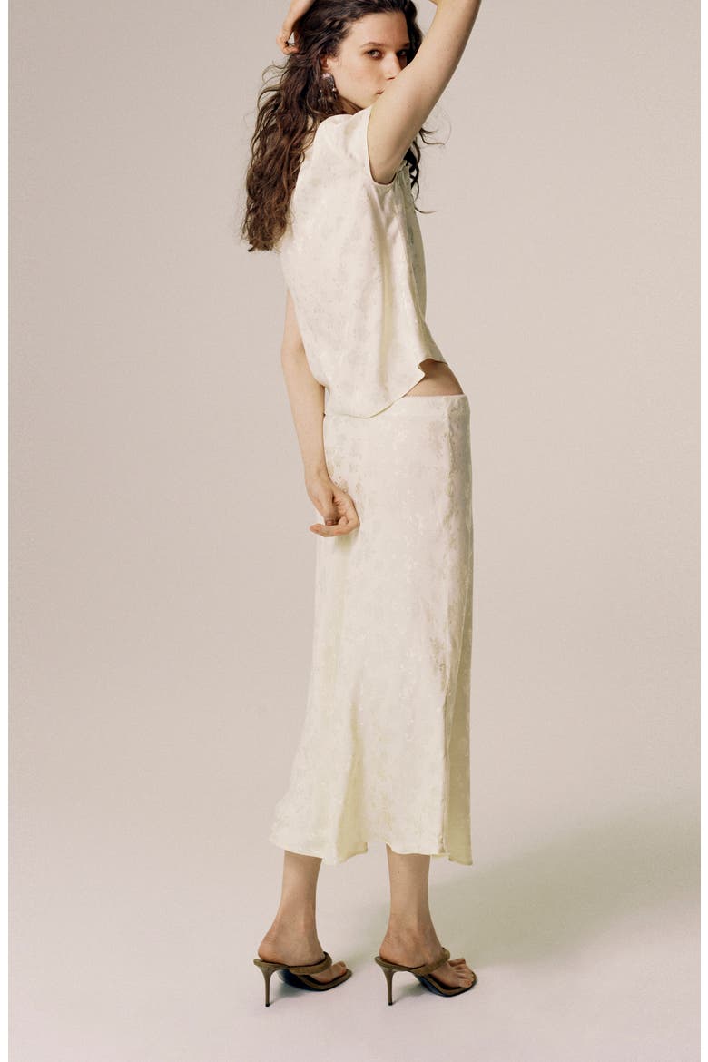 Floral Jacquard A-Line Midi Skirt, Alternate, color, ECRU
