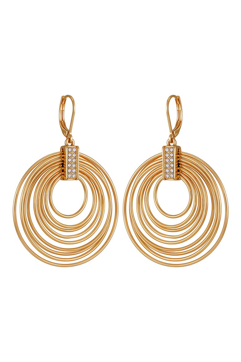 Layered Circle Drop Earrings, Alternate, color, GOLD TONE