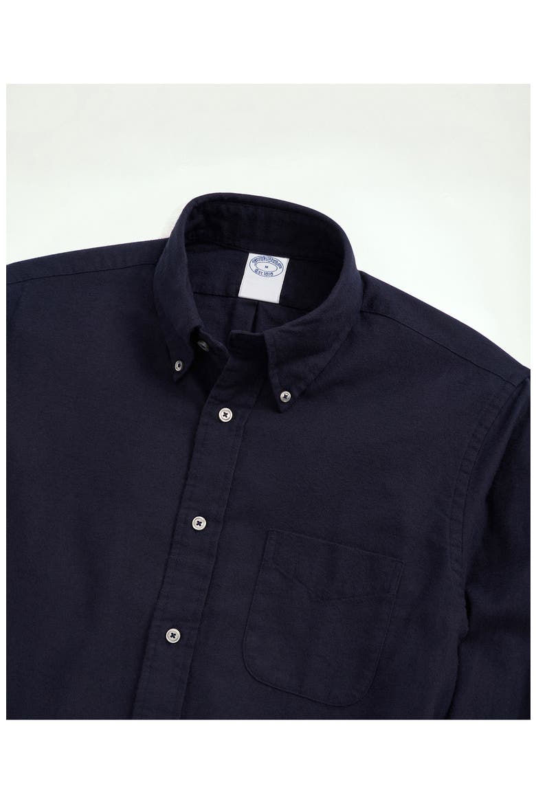 Solid Flannel Button-Down Shirt, Alternate, color, NAVY