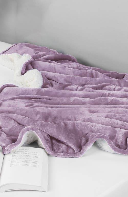 Woven & Weft Faux Shearling Fleece Throw Blanket In Purple