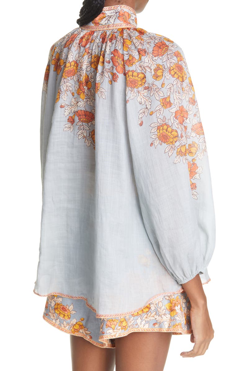 Zimmermann Andie Floral Print Ramie Blouse, Alternate, color, 