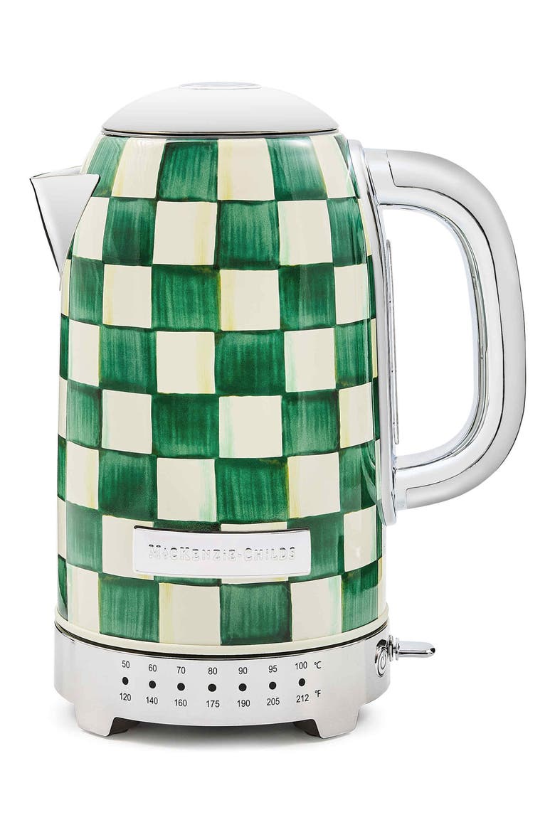 Emerald Check Electric Kettle, Main, color, EMERALD