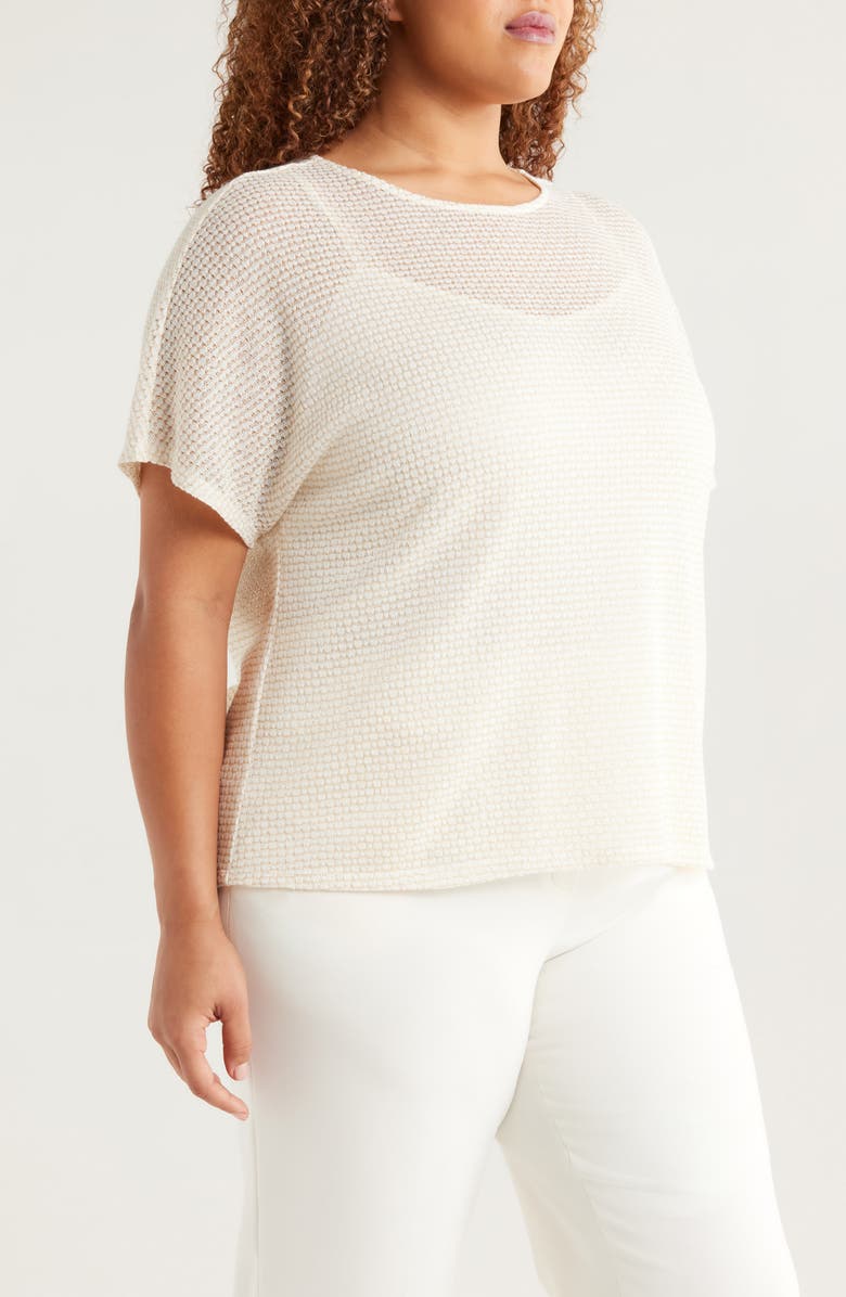 Anne Klein Metallic Stitch Boat Neck Top, Alternate, color,