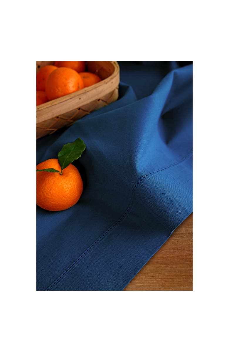 Solino Home Linen Dinner Napkins - Cotton Linen Hemstitch, 20" x 20", Alternate, color, Lapis Blue
