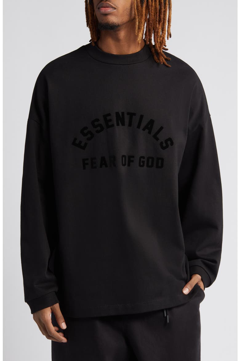 Oversize Long Sleeve Logo Graphic T-Shirt, Main, color, JET BLACK