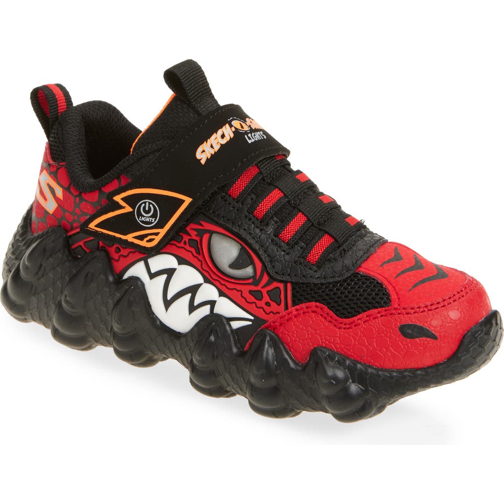Skechers Kids' Skech-o-saurus Light-up Sneaker In Red/black
