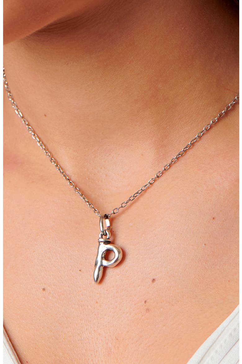 Sterling Silver-Plated Letter P Charm, Alternate, color, Silver