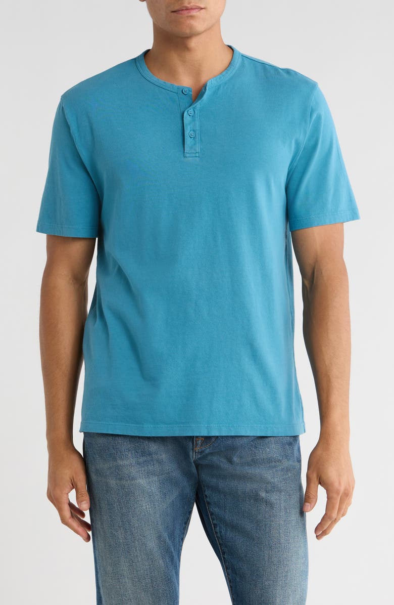 Vince Short Sleeve Henley, Main, color, Washed Shaded Teal