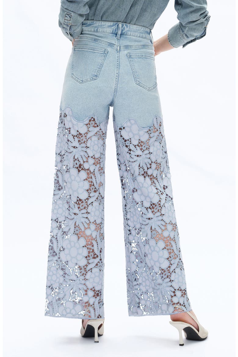 Crystal Embellished Lace Wide Leg Jeans, Alternate, color, LIGHT BLUE