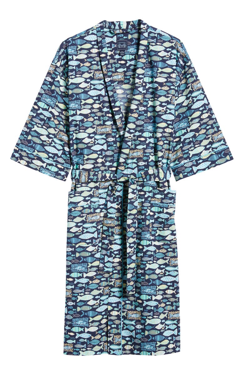 Majestic International Print Woven Robe, Alternate, color, Blue Lake