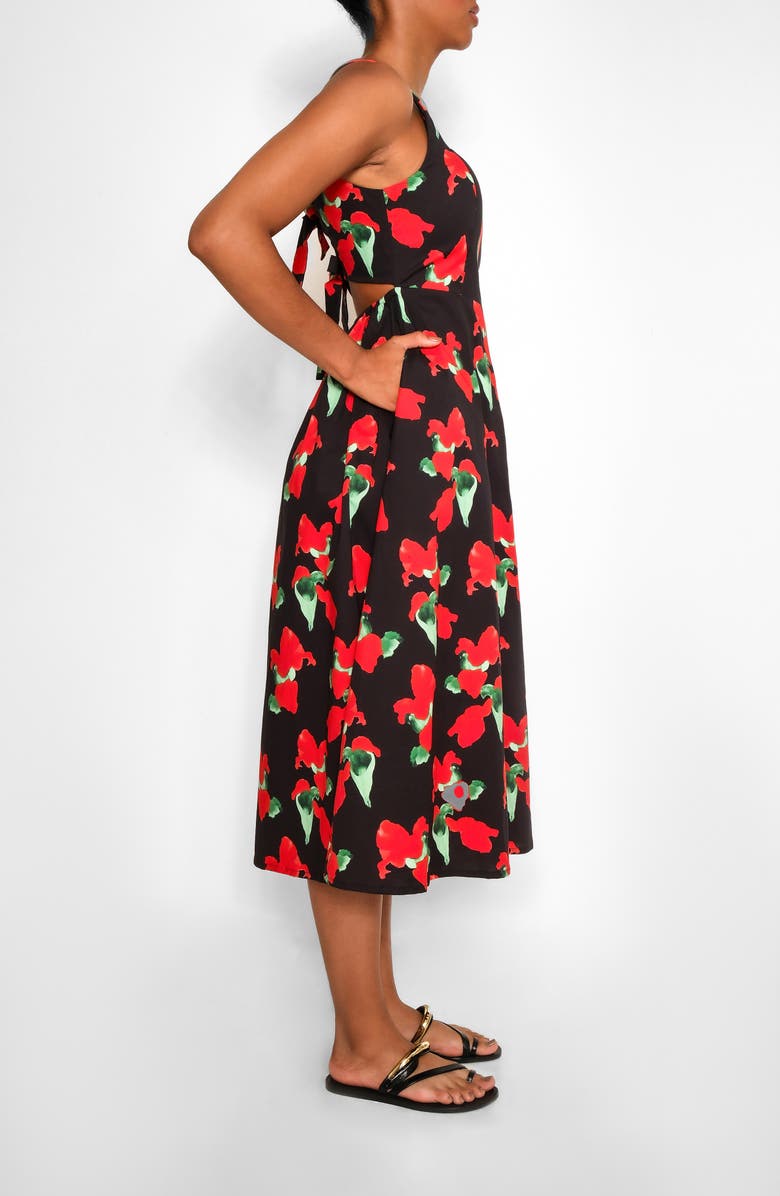 The Lulo Project Breeze Stretch Cotton Sundress, Alternate, color, Orange Bloom Black