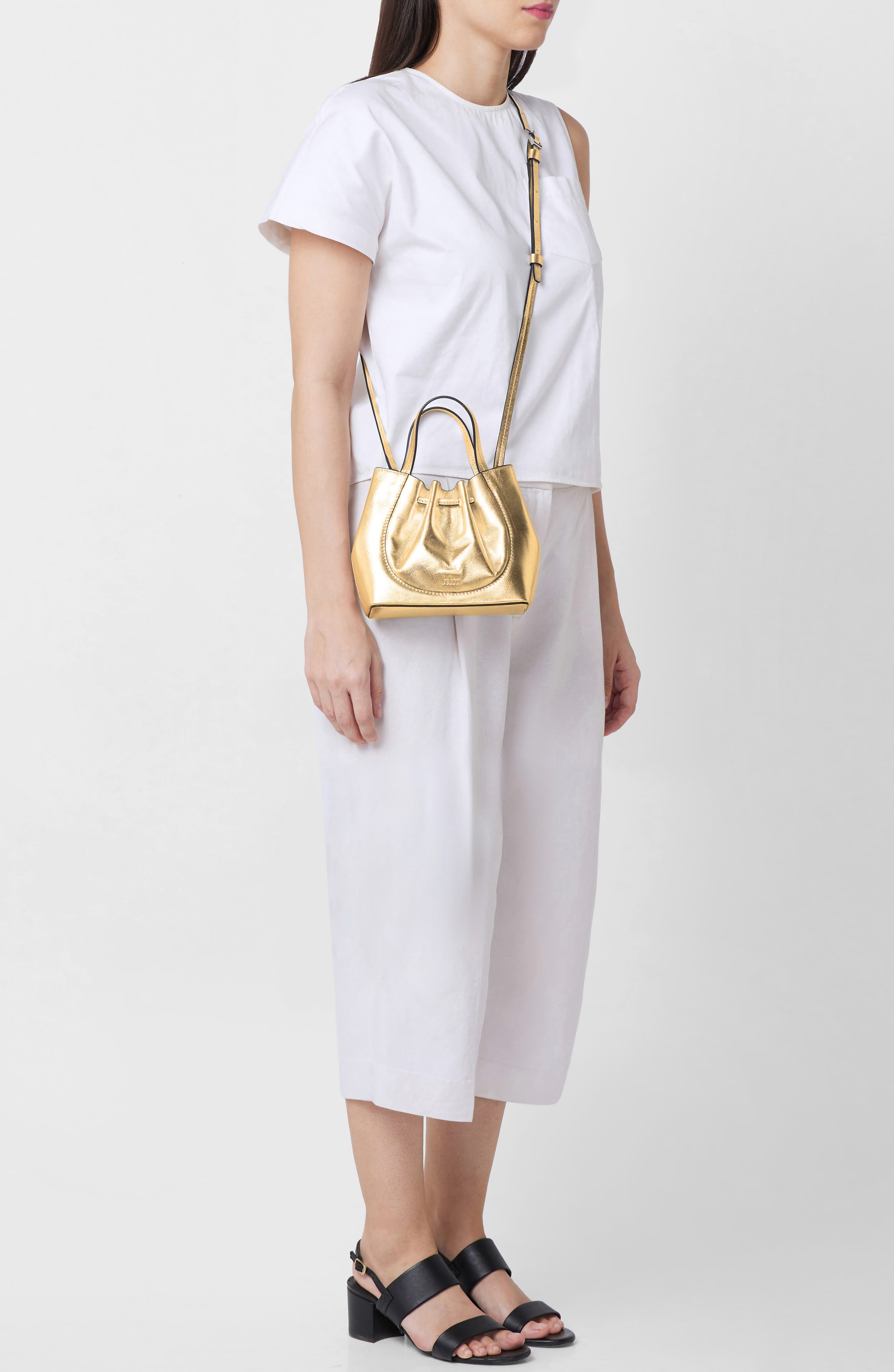 behno Mini Katrina Metallic Leather Crossbody Tote, Alternate, color, Gold
