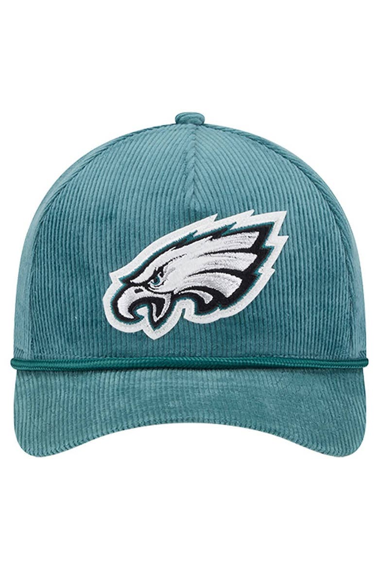 Men's New Era Midnight Green Philadelphia Eagles Cord Corduroy 9FORTY A-Frame Adjustable Hat, Alternate, color, Green