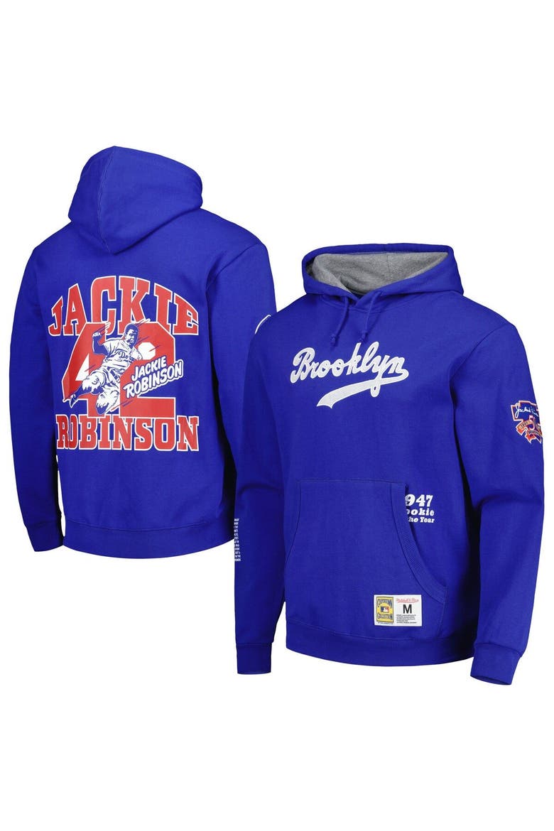 Men's Mitchell & Ness Jackie Robinson Royal Brooklyn Dodgers Cooperstown Collection Legends Fleece Pullover Hoodie, Main, color, Royal