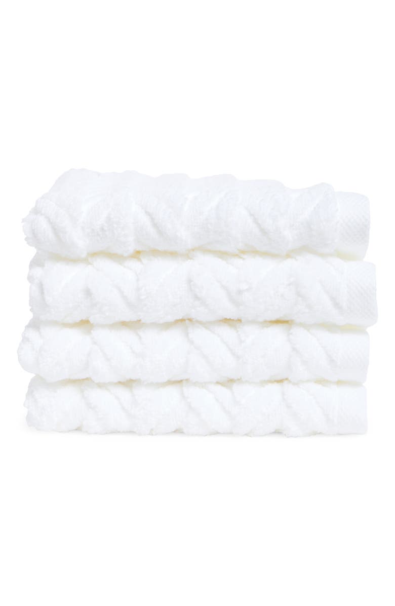 Matouk Seville 4-Piece Cotton Washcloths, Main, color, White
