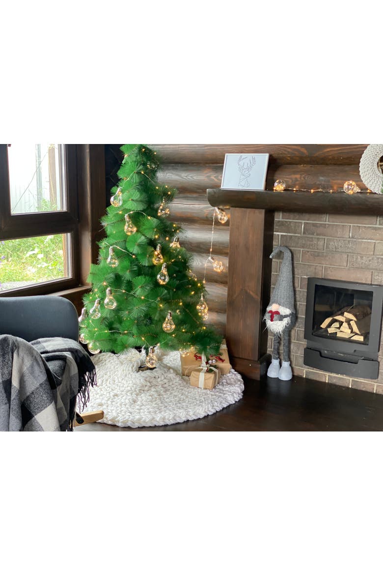 Chunky-Knitted Christmas Tree Skirt, Alternate, color, White