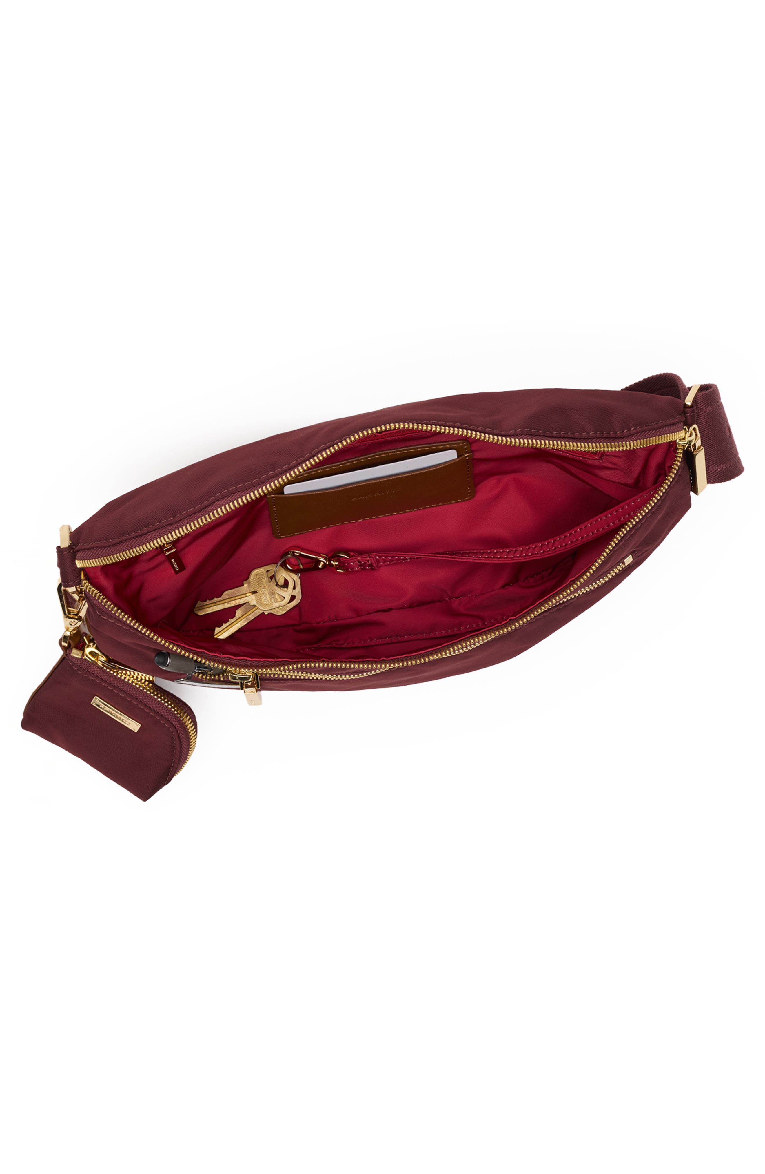 Large Charles Nylon Crossbody Belt Bag, Alternate, color, WINE NYLON/ GOLD