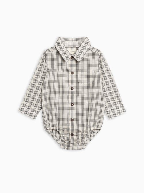 Kendi Theo Poplin Collar Bodysuit In Gray